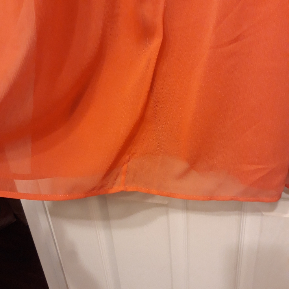 Vince Camuto Women's 18W Jeweled Beaded Orange Chiffon Shift Dress, Keyhole NWOT - Picture 7 of 11